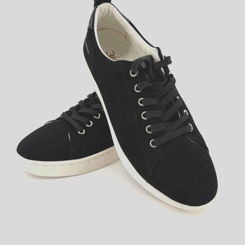 EUC FLY London Maco 833 Black Nubuck Leather Lace-up Sneakers US 9 EU 40